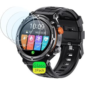 Compatible for PUREROYI Military Smart Watch Screen Protector (3 Pack) 9H Tempered Glass Film Compatible for OTOSAGOW/VIRAN 1.39" C21 PRO Smart Watch