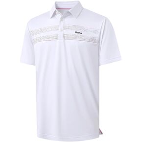M MAELREG Golf Shirts for Men Quick Dry Short Sleeve Casual Stylish Moisture Wicking Chest Print Collared Mens Polo Shirts