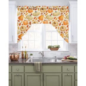 Welcome Cat Swag Valance Kitchen Curtains, Rod Pocket Valance Curtain Panels for Bedroom Living Room Bathroom Cafe Windows, Vintage Paw Prints Watercolor 56''x36''