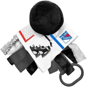لعبة New York Rangers Baby Tag Toy - ألعاب NHL Hockey Baby Sensory Crinkle - ناعمة وآمنة - لعبة مثالية لعربة الأطفال - خالية من BPA مع مشبك عربة الأطفال (لعبة بطاقة 10 × 10 بوصة)
