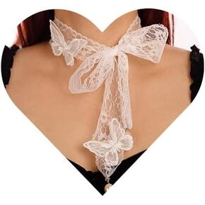 Denifery Gothic Lace Choker Necklace Black Lace Choker Butterfly Choker Chain for Women Girls Wedding Bridal Necklace Halloween Party (Style 4)