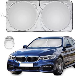 Car Windshield Sun Shade, Durable 210T Material Car Sun Visor for UV Rays and Sun Heat Protection, Reflective Polyester Blocks Heat and Sun, Automotive Interior Accessories, Foldable Sun Shield (S)