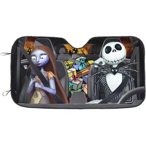 Funny Skull Car Windshield Sunshade Gothic Car Accessories for Most Car Foldable Car Sunshade with Keep Your Vehicle Cool Black