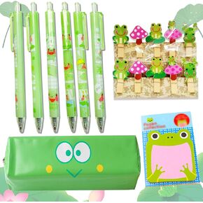LaVenty Cute Frog Pencil Pouch Frog Pens Frog Pencil Case Frog Stationery Frog Gifts Sticky Notes Office Supplies
