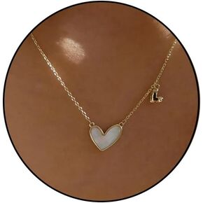 Heart Necklace for Women Girls Heart Choker Necklace Mother of Pearl Heart Fritillaria Pendant Necklace for Women Girls Jewelry Gifts