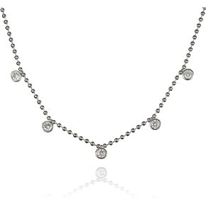 namana Beaded Choker Necklace for Women, Dainty Choker Necklaces with Round Cubic Zirconia Charms, Elegant Chokers for Women, Stylish Choker Collar for Women, Fashion Jewelry for Women