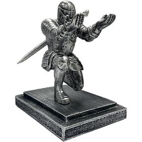 Magnetic Knight Pen Holder Knight Statue Pen Holder for Desk Organizers Resin Pencil Holder as Gift with Sword Letter Opener for Office Home Desk