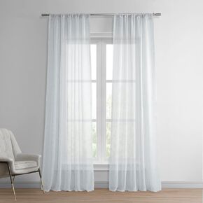 HPD Half Price Drapes Solid Sheer Curtains For Living Room Linen Texture 50 X 84 (1 Panel), SHCH-SS07161-84, Aspen White
