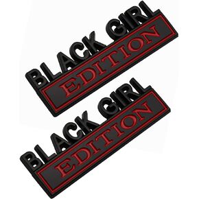 2Pc Black Girl Edition Emblem 3D Fender Badge Car Truck Decal Fit for Car Truck SUV (Black Red)