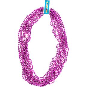 Metallic Beads Necklace, Individual and Assorted Colors, 33 inch (8mm beads) (12-Pack, Black)