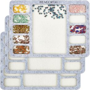BENECREAT 2Pcs Large Hard Back Bead Mats, 11.8x11inch Rectangle Gray Felt Beading Mat, Bead Tray with A~R Grids Bead Design Boards for Art Crafts Jewelry Making Beading Supplies