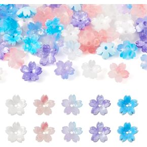 Craftdady 280 Pcs Acrylic Flower Bead Caps 8 Color Beads Caps Floral Loose Spacer Bead Caps Cute Bead Caps 5-Petal Flower Spacer Beads End Caps 10x4mm for DIY Earring Crafts Jewelry Making