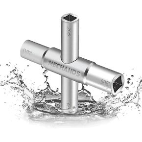 Water Key 2Pcs – Steel Water Shut Off Tool 1/4", 9/32", 5/16", & 11/32"- Includes 1 Silver Polish Water Key & 1 Golden Polish Utility Key – Perfect for Valves & Spigots of Water, Gas etc