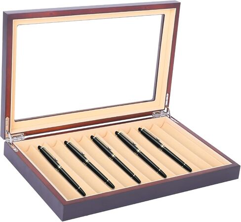 Wood Pen Display Box 12 Pen Storage Organizer Fountain Pen Collector Case Display Case (Ebony) in Saudi Arabia
