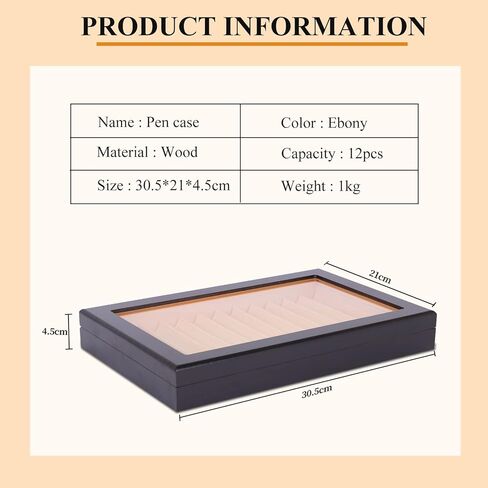 Wood Pen Display Box 12 Pen Storage Organizer Fountain Pen Collector Case Display Case (Ebony) in Saudi Arabia