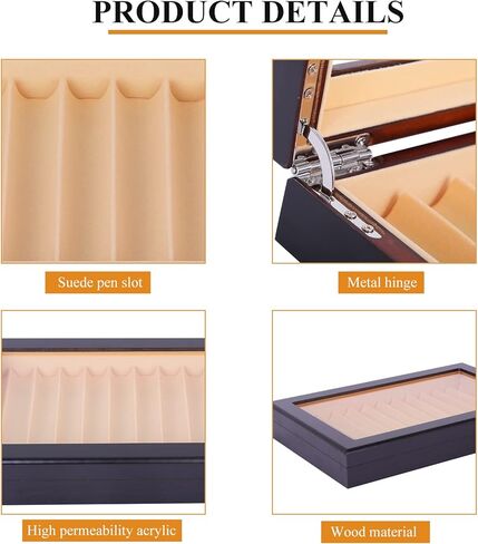 Wood Pen Display Box 12 Pen Storage Organizer Fountain Pen Collector Case Display Case (Ebony) in Saudi Arabia