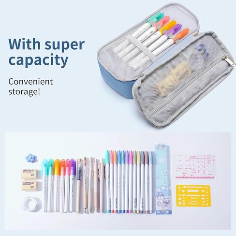 Omnpak مقلمة حامل قلم رصاص حامل قلم للمكتب، حقيبة أقلام رصاص محمولة متعددة الفتحات، سعة كبيرة، حامل قلم رصاص، حقيبة تخزين قرطاسية للفتيات المراهقات والأولاد والبالغين والطلاب والمدرسة والكلية والمكتب in Kuwait