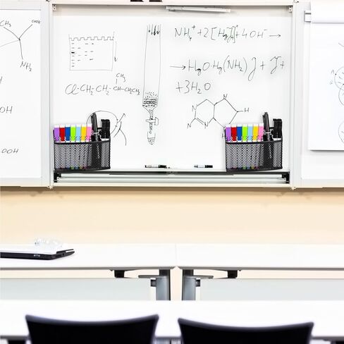 حامل أقلام مغناطيسي للخزانة، والثلاجة، والسبورة البيضاء، ومنظم خزانة معدنية شبكية لتخزين ملحقات الخزانة، وحامل علامة مغناطيسية للثلاجات، ولوحة مسح جافة، عبوة من 2، أسود in Kuwait