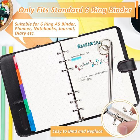 إعادة تعبئة ورق منقط مقاس A5، 3 عبوات من ورق التجليد، إعادة تعبئة مجلة ورقية فضفاضة تنطبق على 6 فتحات، 135 ورقة 270 صفحة، مثالية للعمل أو المنزل أو المدرسة (ورقة منقط) in Kuwait