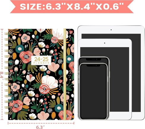 مخطط 2024-2025 - مخطط أكاديمي 2024-2025 من يوليو 2024 - يونيو 2025، مخطط تقويم 6.4 بوصة × 8.5 بوصة مع ورق سميك ممتاز، جيب داخلي in Kuwait