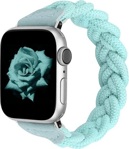 حزام مضفر قابل للتمدد من Wearlizer متوافق مع أساور ساعات Apple للنساء 38 مم 40 مم 41 مم 42 مم 44 مم 45 مم 49 مم حزام مرن نحيف بحلقة منفردة سوار منسوج لـ iWatch Ultra 2 Series 9 8 SE 7 6 5 4 3 2 1 in Kuwait