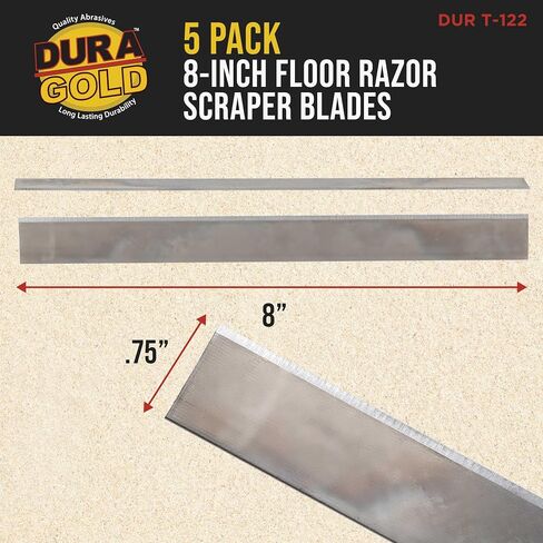 Dura-Gold Replacement 8-inch Floor Razor Scraper Blades, Pack of 5 - Sharp, Durable, Hardened Steel Razors for Heavy-Duty Removal of Floor Covering, Tile, Vinyl, Carpet - Demolition Surface Strippers in Saudi Arabia