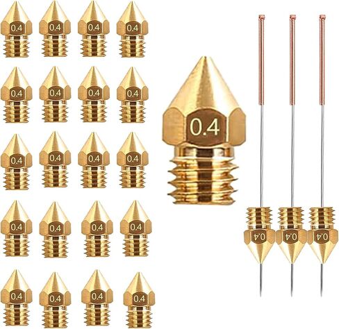 24pcs 0.4 mm 3D Printer Extruder Nozzles, MK8 Nozzle with Excellent Heat Conductivity, Compatible with Creality CR-10, Ender 3 v2, Ender 3, 5, 3pro,Prusa i3 etc in Saudi Arabia