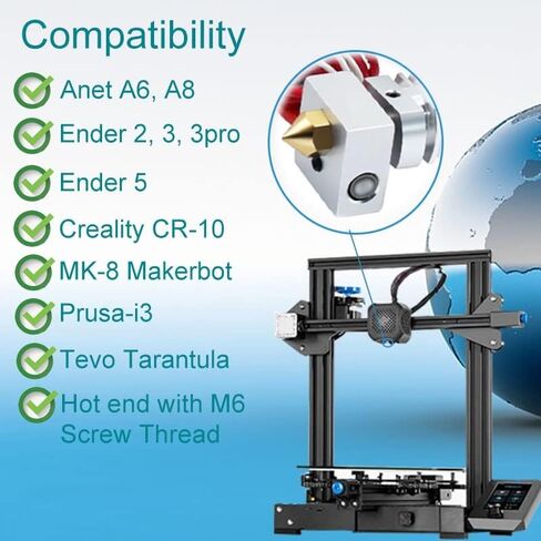 24pcs 0.4 mm 3D Printer Extruder Nozzles, MK8 Nozzle with Excellent Heat Conductivity, Compatible with Creality CR-10, Ender 3 v2, Ender 3, 5, 3pro,Prusa i3 etc in Saudi Arabia