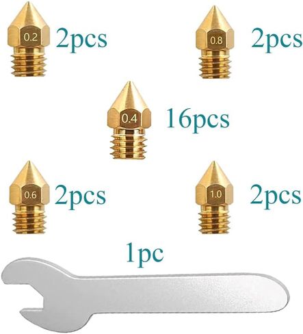 24pcs 0.4 mm 3D Printer Extruder Nozzles, MK8 Nozzle with Excellent Heat Conductivity, Compatible with Creality CR-10, Ender 3 v2, Ender 3, 5, 3pro,Prusa i3 etc in Saudi Arabia
