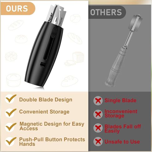 2 in 1 Extractable & Magnetic Bread Lame Dough Scoring Tool - Sourdough Scoring Tool for Sourdough Bread baking & Bread Making Tools with 10 Razor Blades（Black） in Saudi Arabia