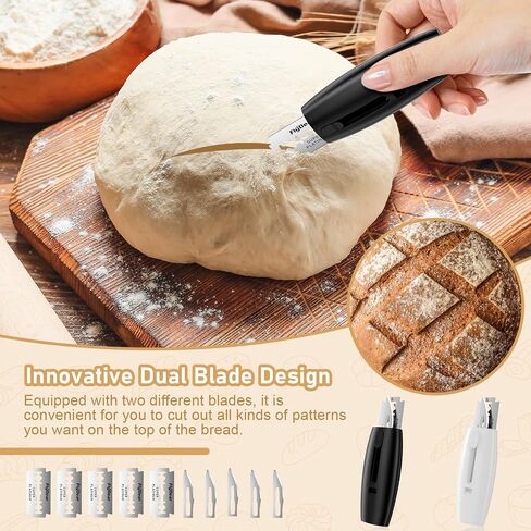 2 in 1 Extractable & Magnetic Bread Lame Dough Scoring Tool - Sourdough Scoring Tool for Sourdough Bread baking & Bread Making Tools with 10 Razor Blades（Black） in Saudi Arabia