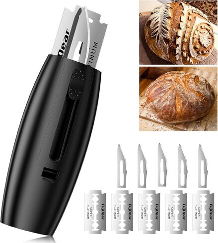 2 in 1 Extractable & Magnetic Bread Lame Dough Scoring Tool - Sourdough Scoring Tool for Sourdough Bread baking & Bread Making Tools with 10 Razor Blades（Black） in Saudi Arabia