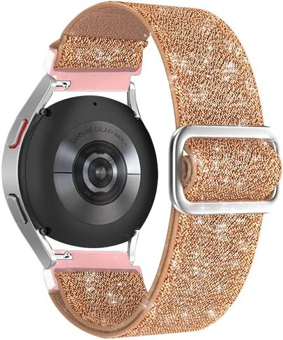 سوار ساعة من النايلون اللامع القابل للتمدد 20 مم متوافق مع ساعة Samsung Galaxy Watch 6 5 4 44 40 مم/ساعة 5 Pro 45 مم/ ساعة 6 كلاسيكية 43 47 مم/ساعة 4 كلاسيكية 46 42 مم، حزام نسائي رياضي مضفر مرن قابل للتعديل in Saudi Arabia