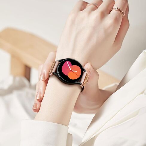 سوار ساعة من النايلون اللامع القابل للتمدد 20 مم متوافق مع ساعة Samsung Galaxy Watch 6 5 4 44 40 مم/ساعة 5 Pro 45 مم/ ساعة 6 كلاسيكية 43 47 مم/ساعة 4 كلاسيكية 46 42 مم، حزام نسائي رياضي مضفر مرن قابل للتعديل in Saudi Arabia