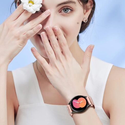 سوار ساعة من النايلون اللامع القابل للتمدد 20 مم متوافق مع ساعة Samsung Galaxy Watch 6 5 4 44 40 مم/ساعة 5 Pro 45 مم/ ساعة 6 كلاسيكية 43 47 مم/ساعة 4 كلاسيكية 46 42 مم، حزام نسائي رياضي مضفر مرن قابل للتعديل in Saudi Arabia