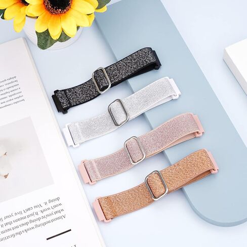 سوار ساعة من النايلون اللامع القابل للتمدد 20 مم متوافق مع ساعة Samsung Galaxy Watch 6 5 4 44 40 مم/ساعة 5 Pro 45 مم/ ساعة 6 كلاسيكية 43 47 مم/ساعة 4 كلاسيكية 46 42 مم، حزام نسائي رياضي مضفر مرن قابل للتعديل in Saudi Arabia