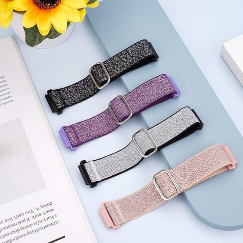 سوار ساعة من النايلون اللامع القابل للتمدد 20 مم متوافق مع ساعة Samsung Galaxy Watch 6 5 4 44 40 مم/ساعة 5 Pro 45 مم/ ساعة 6 كلاسيكية 43 47 مم/ساعة 4 كلاسيكية 46 42 مم، حزام نسائي رياضي مضفر مرن قابل للتعديل in Saudi Arabia