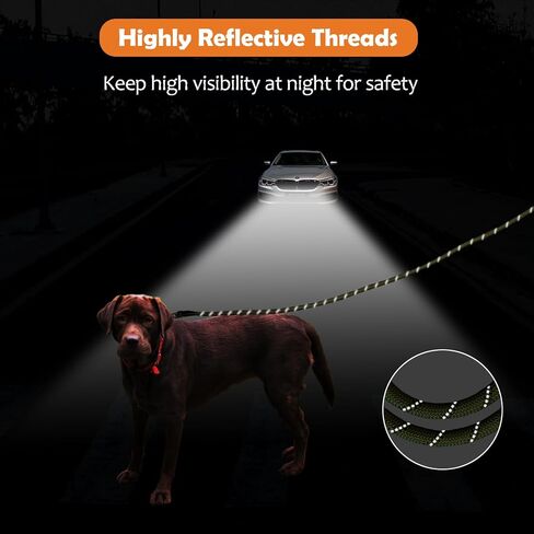 Long Dog Leash, 50 FT Dog Leashes for Large Dogs Heavy Duty Reflective Large Dog Leash with Comfortable Padded Handle Strong Dog Lead for Walking, Hunting, Camping, Backyard in Saudi Arabia