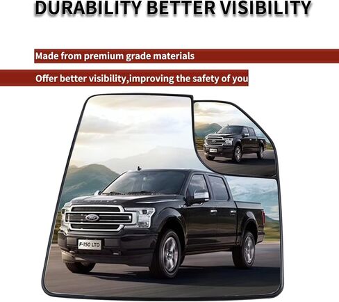 استبدال المرآة الجانبية للركاب لسيارة Ford F150 2015 2016 2017 2018 2019 2020 - زجاج مرآة محدب، مرآة الرؤية الخلفية على الجانب الأيمن مع تسخين (FL3Z-17K707-B) in Kuwait
