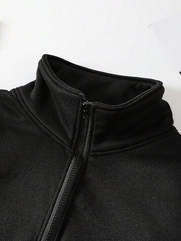 سويت شيرت SweatyRocks نسائي بطباعة الفهد نصف سحاب وأكمام طويلة وكتف منسدل in Kuwait