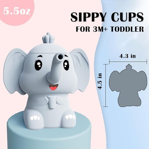 كوب سيليكون لتدريب الأطفال مع شفاطة 5 أونصة، 3 أشهر + أكواب مضادة للكسر للأطفال الصغار، كوب مفتوح للطفل in Kuwait