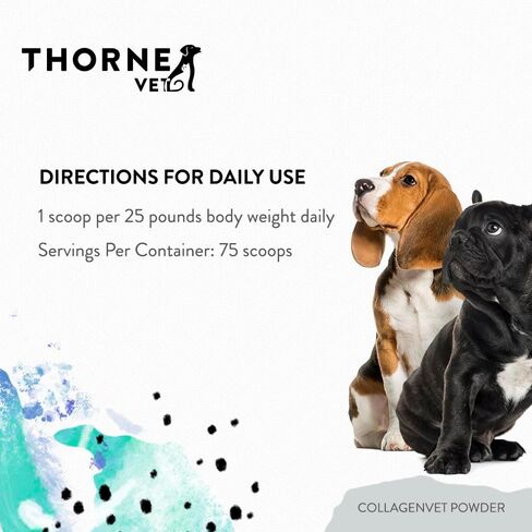 مسحوق الكولاجين ThorneVet CollagenVET للحيوانات الأليفة - مكمل دعم المفاصل الببتيد الكولاجين البقري لصحة المفاصل والعضلات والعظام والأوتار والجلد - متوفر بيولوجيًا للغاية وقابل للهضم - 75 ملعقة in Kuwait