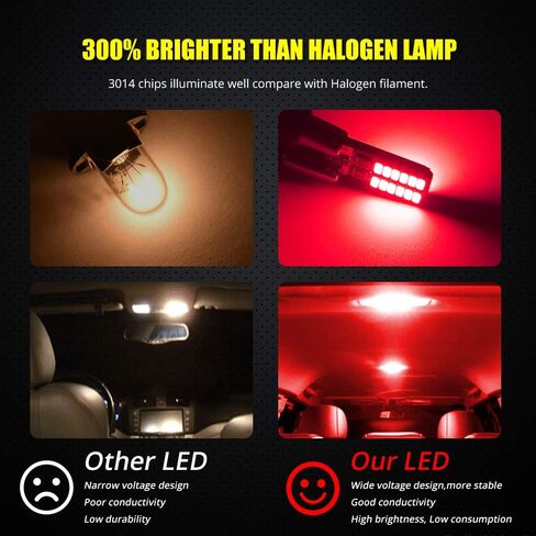 YEORO BA9S BA9 T4W 53 57 1895 64111 LED Bulbs 200LM Super Bright 24-SMD 3014 Chips LED Lamp for License Plate side door Interior Map Dome Parking City Dashboard Light,Xenon White.(10-Pack) in Saudi Arabia
