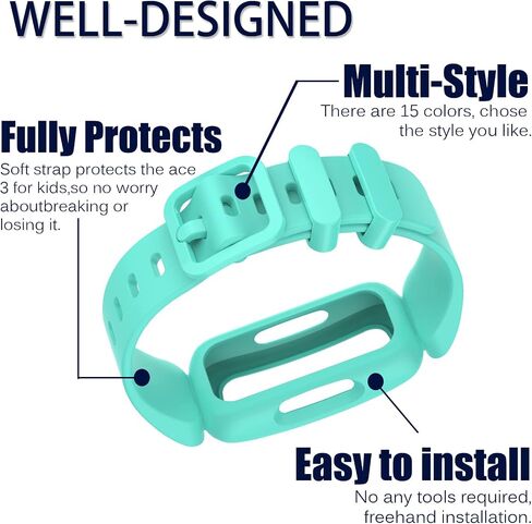 Aroloxta Bands Compatible with Fitbit Ace 3 for Kids, Waterproof Soft Slilcone Colorful Ace3 Straps for Boys Girls Bracelet Accessories Sports Watch Replacement Band for Fitbit Ace 3 Kid Children in Saudi Arabia