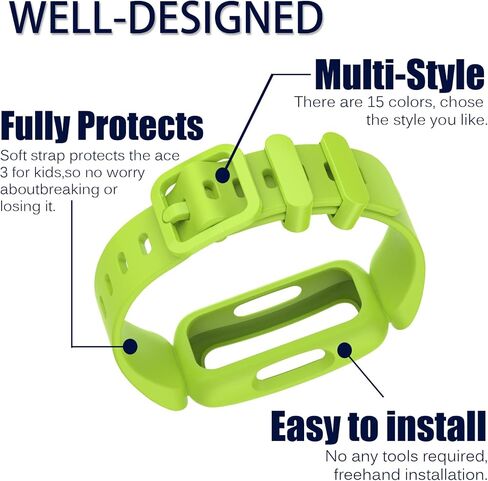 Aroloxta Bands Compatible with Fitbit Ace 3 for Kids, Waterproof Soft Slilcone Colorful Ace3 Straps for Boys Girls Bracelet Accessories Sports Watch Replacement Band for Fitbit Ace 3 Kid Children in Kuwait