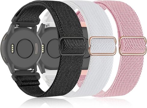 Bolesi 3 حزمة 18mm بسط النايلون ووتش العصابات لGarmin Venu 2S / Venu 3S /Vivoactive 4S/ Vivoactive 3S، لينة الرياضة الفرقة الإفراج السريع معصمه حلقة حزام مطاطي للرجال النساء in Kuwait