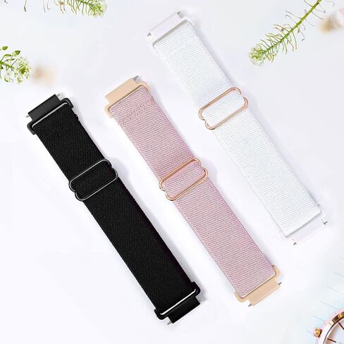 Bolesi 3 حزمة 18mm بسط النايلون ووتش العصابات لGarmin Venu 2S / Venu 3S /Vivoactive 4S/ Vivoactive 3S، لينة الرياضة الفرقة الإفراج السريع معصمه حلقة حزام مطاطي للرجال النساء in Kuwait