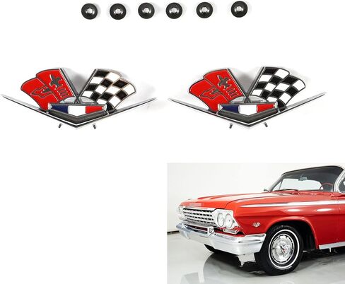 أعلام الحاجز شعارات تقليم اليسار واليمين متوافقة مع 1962 1963 تشيفي إمبالا، بيسكين، وبيل إير مع 327 أو 409 محركات أعلام شعار الحاجز الأمامي زوج كورفيت in Kuwait