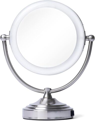 Floxite 8X Magnifying Mirror with Light LED Lighted Magnifying Makeup Mirror, Pro-Size Extra Large Vanity Mirror with Outlet, Chrome in Kuwait