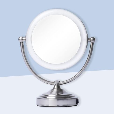 Floxite 8X Magnifying Mirror with Light LED Lighted Magnifying Makeup Mirror, Pro-Size Extra Large Vanity Mirror with Outlet, Chrome in Kuwait